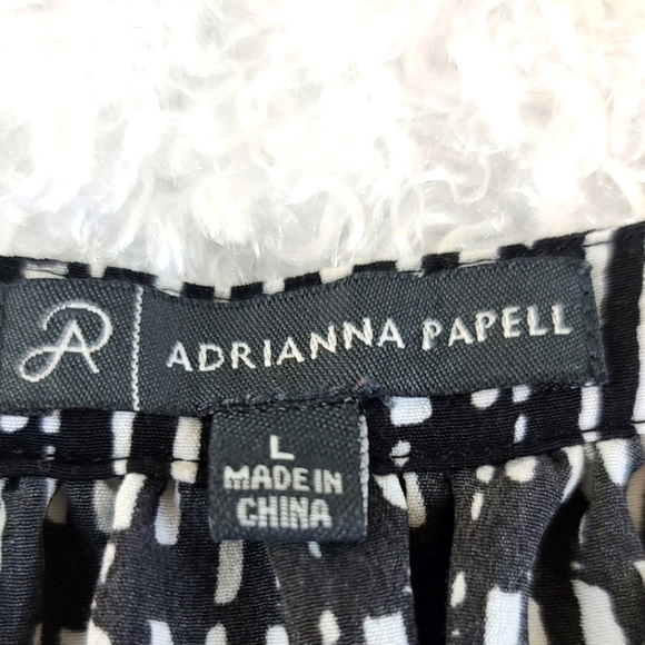Adrianna Papell Size Large Geometric Print Boxy Blouse Shirt Black and W… - Picture 4 of 7